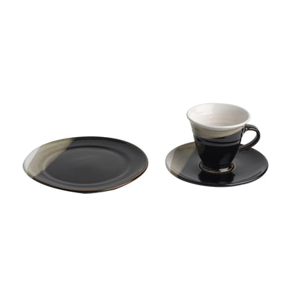 Tea Place Setting (1152, 125E) - Tea Cup, Saucer and Side Plate, Louis Mulcahy Pottery