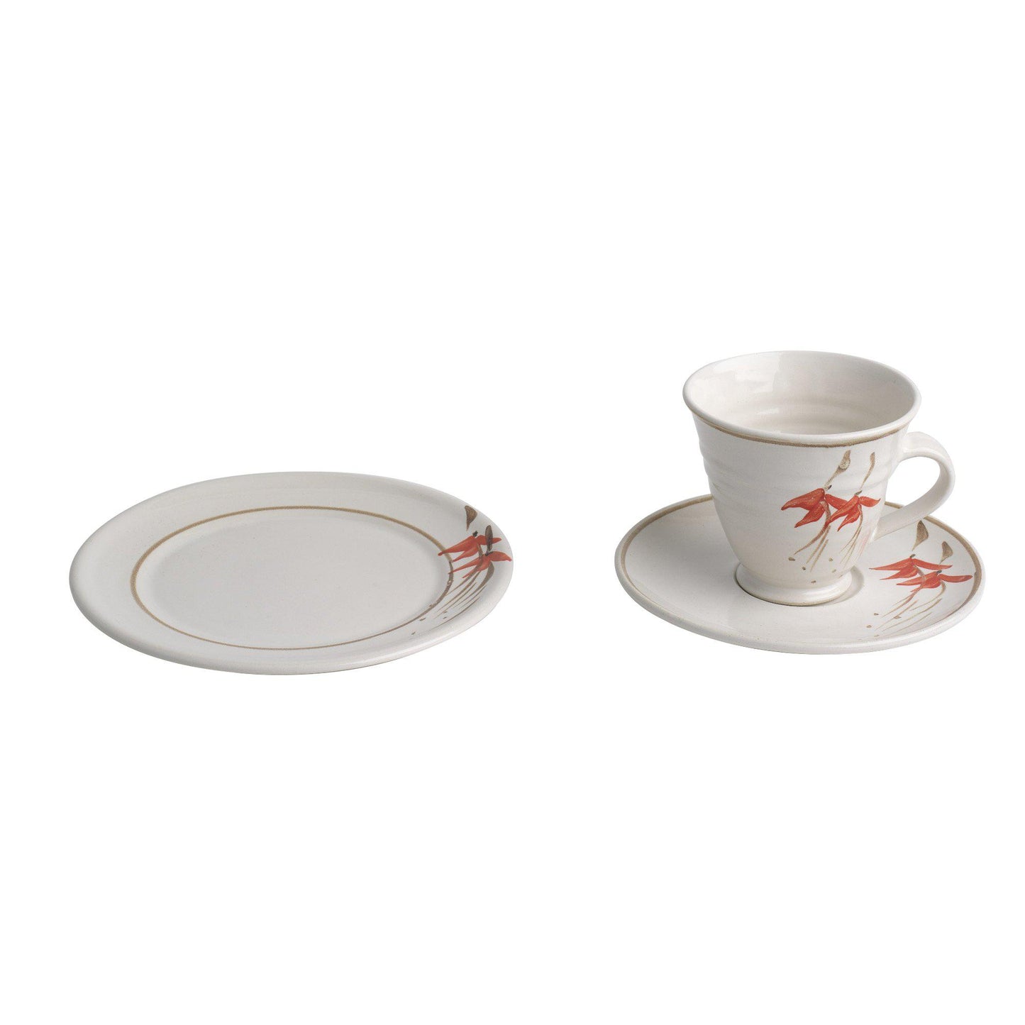 Tea Place Setting (1152, 125E) - Tea Cup, Saucer and Side Plate, Louis Mulcahy Pottery