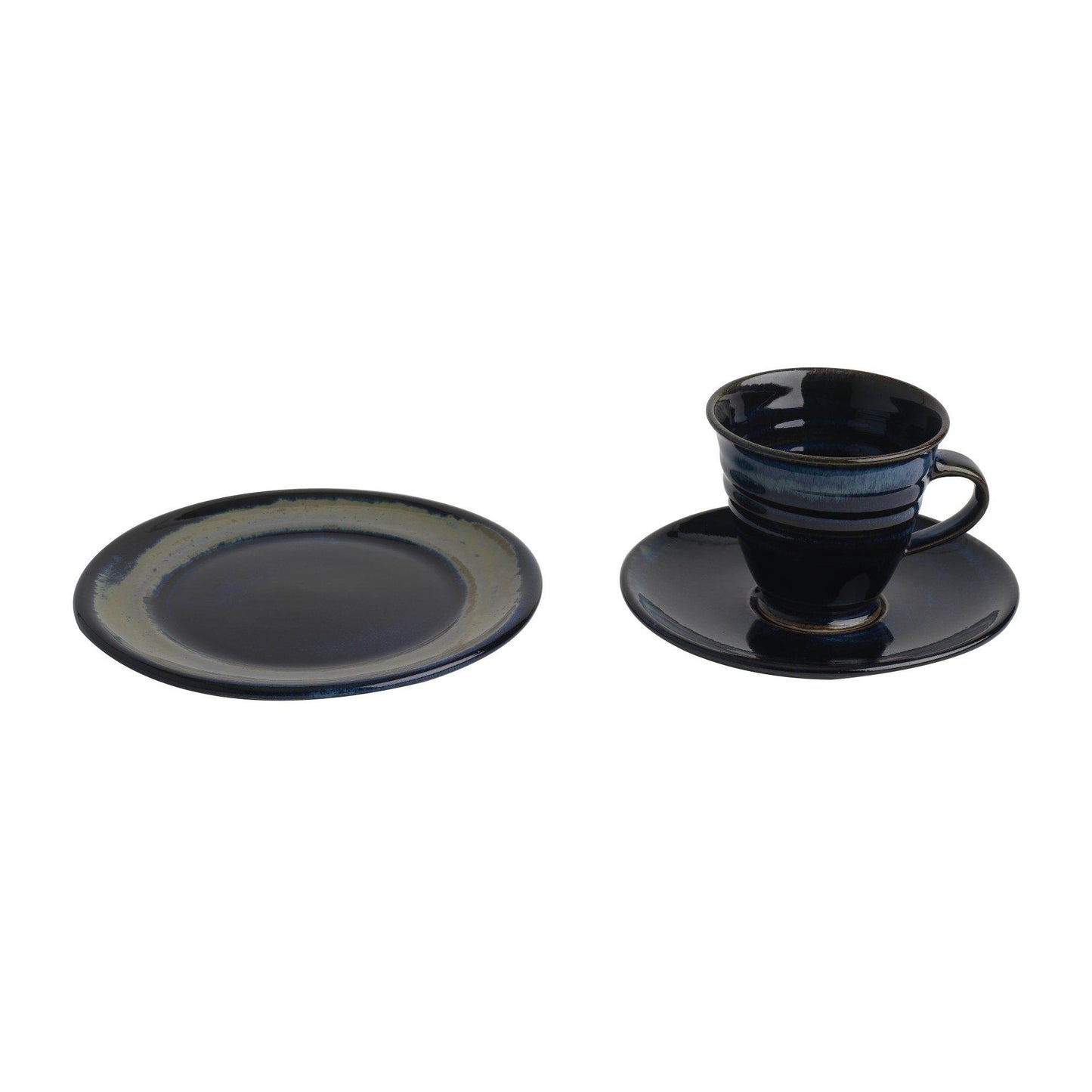 Tea Place Setting (1152, 125E) - Tea Cup, Saucer and Side Plate, Louis Mulcahy Pottery