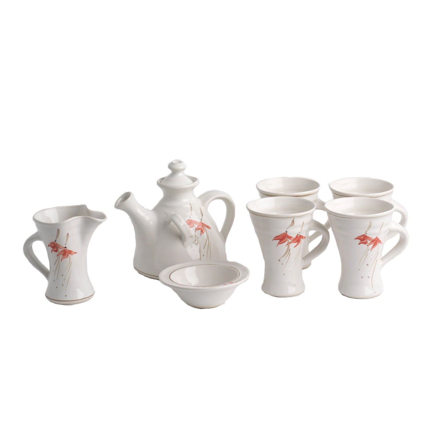 Tea Set for four (116E/109E/120FX4), Louis Mulcahy Pottery