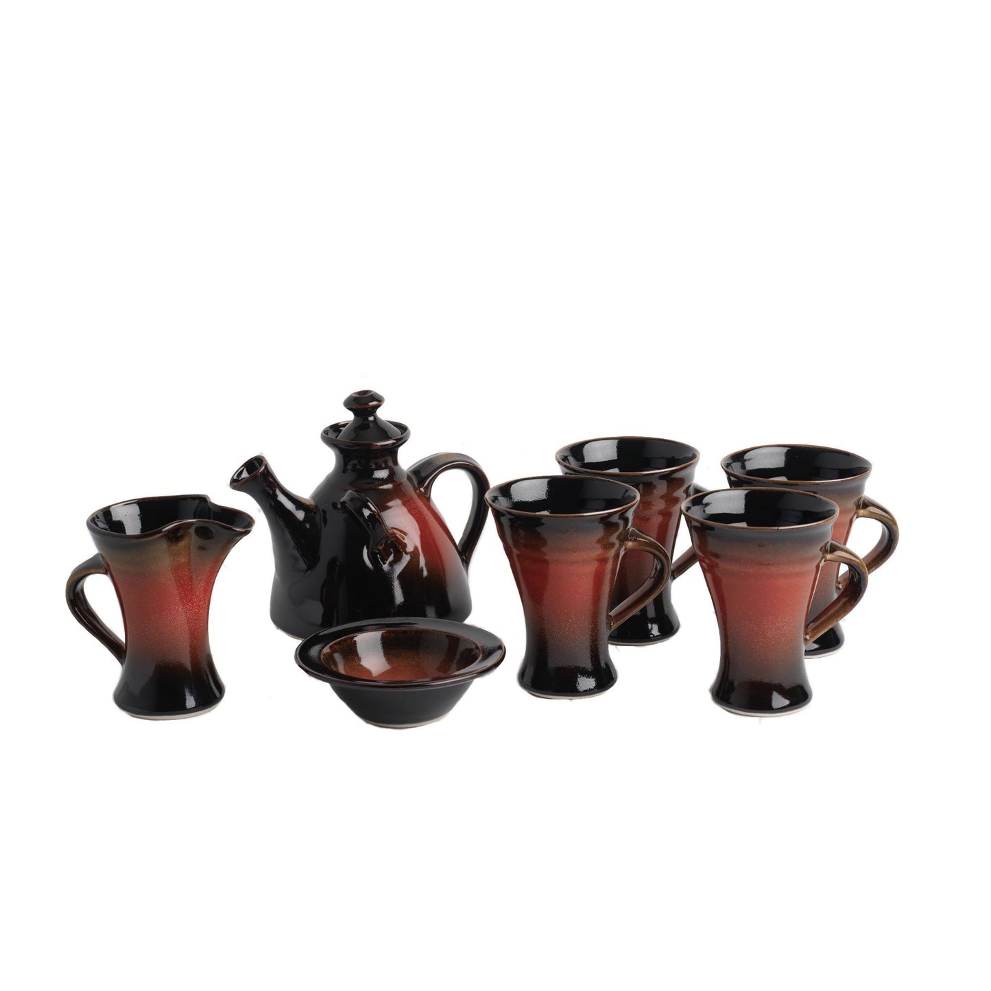 Tea Set for four (116E/109E/120FX4), Louis Mulcahy Pottery