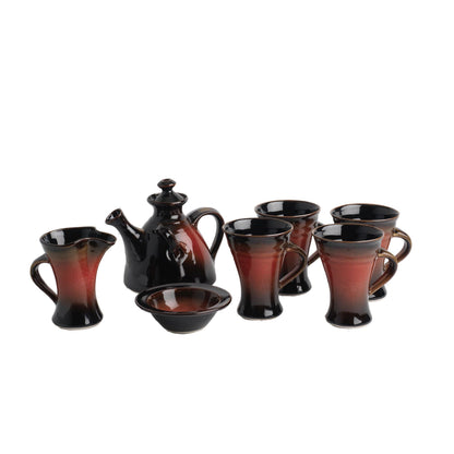 Tea Set for four (116E/109E/120FX4), Louis Mulcahy Pottery