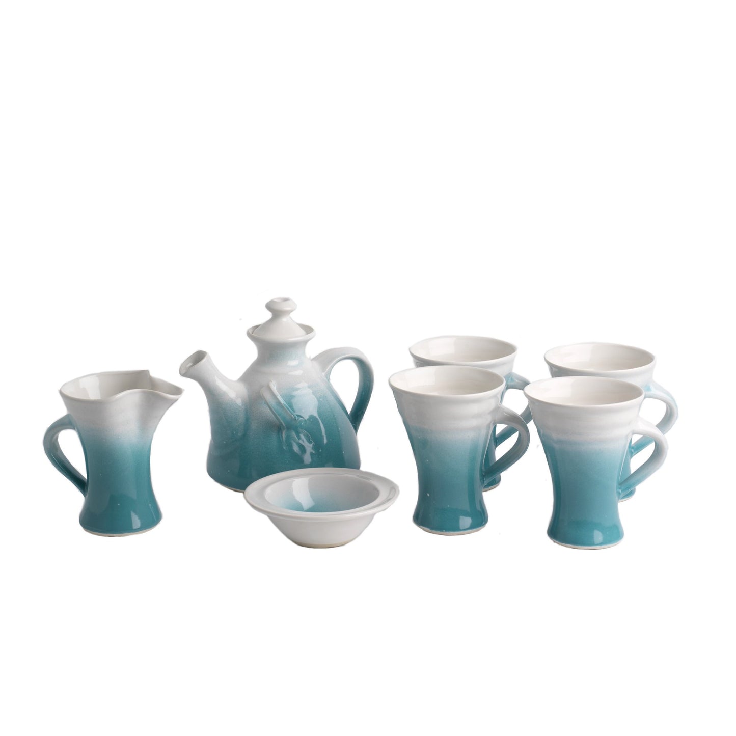Tea Set for four (116E/109E/120FX4), Louis Mulcahy Pottery
