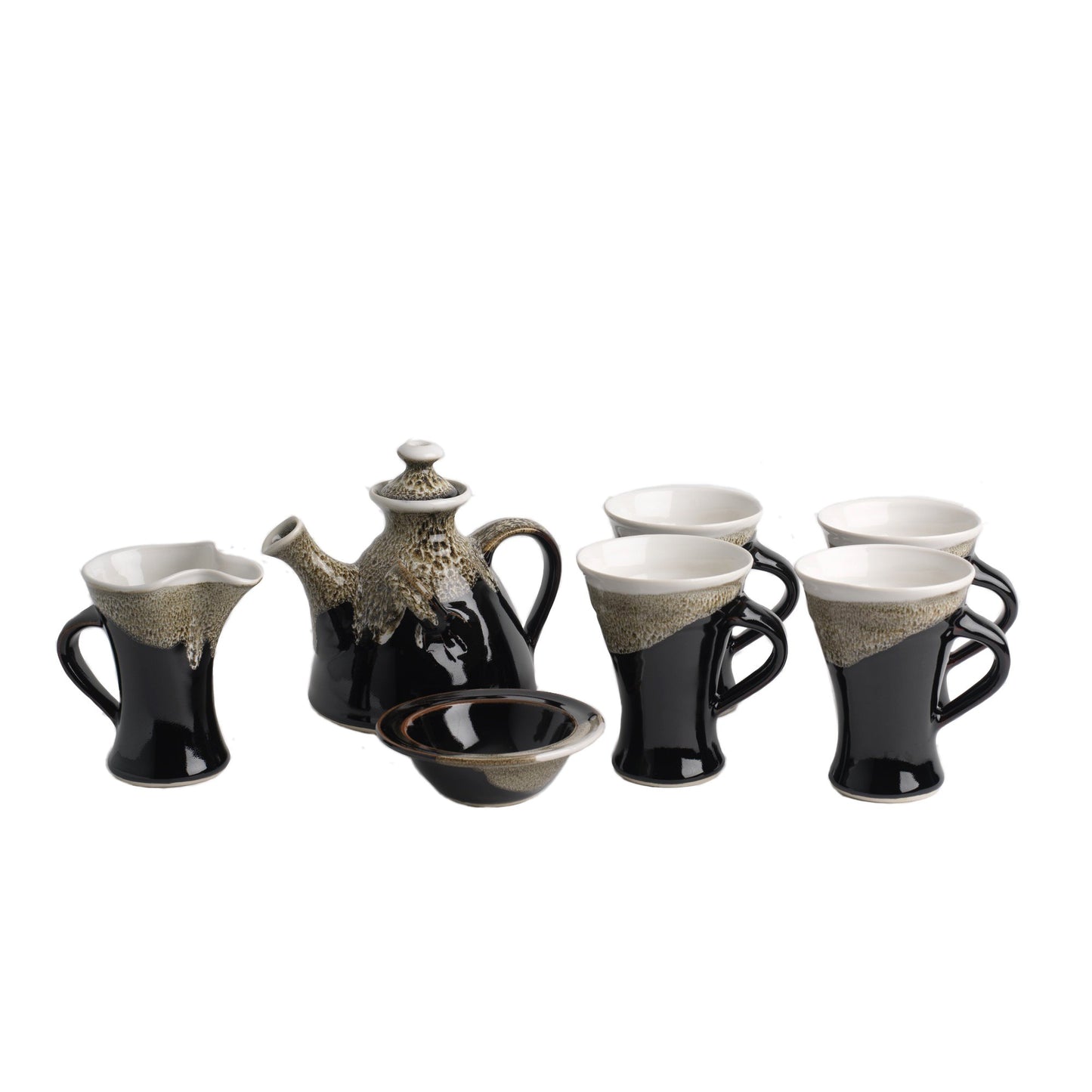 Tea Set for four (116E/109E/120FX4), Louis Mulcahy Pottery