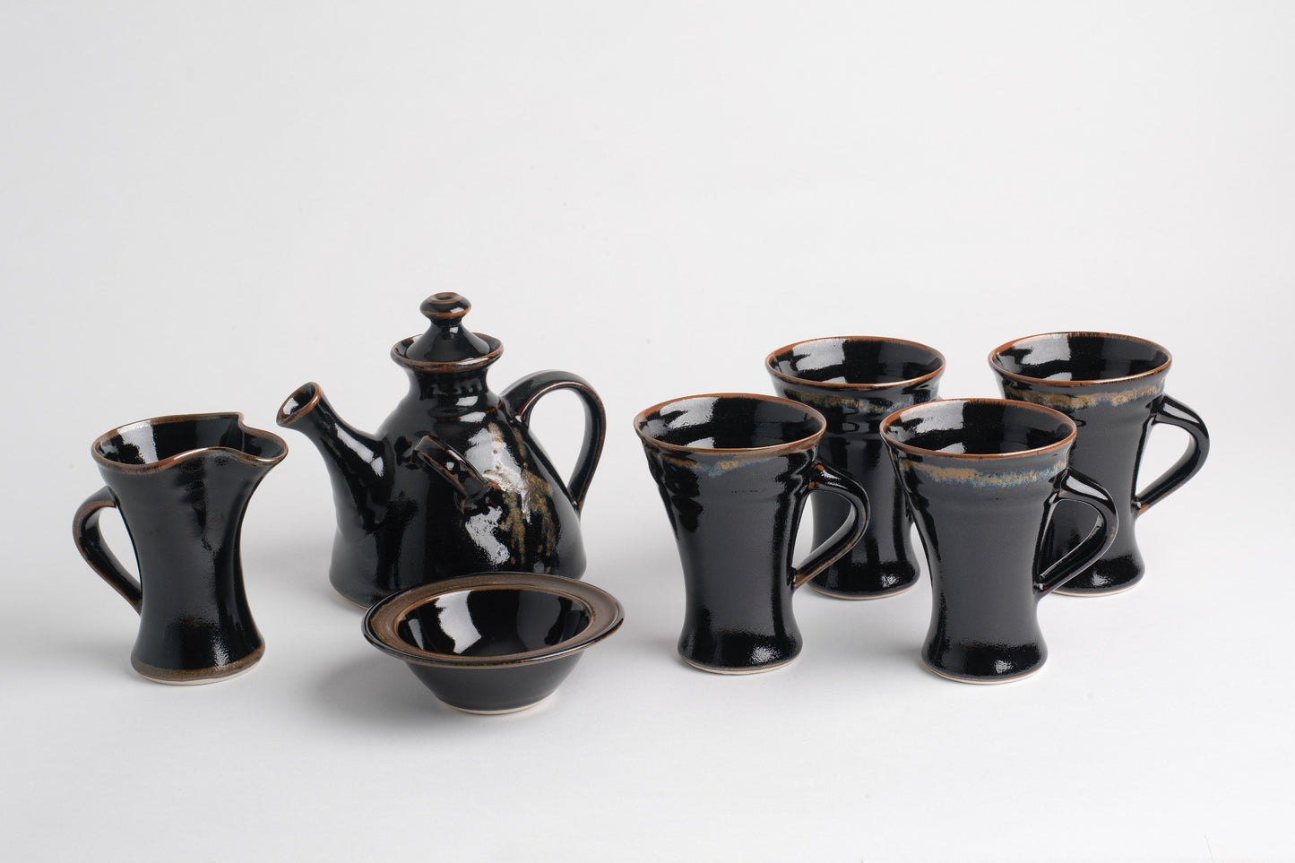 Tea Set for four (116E/109E/120FX4), Louis Mulcahy Pottery