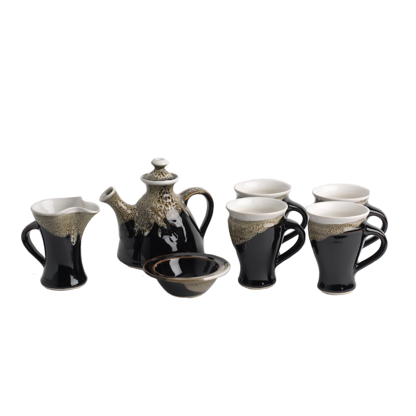 Tea Set for four (116E/109E/120Gx4), Louis Mulcahy Pottery