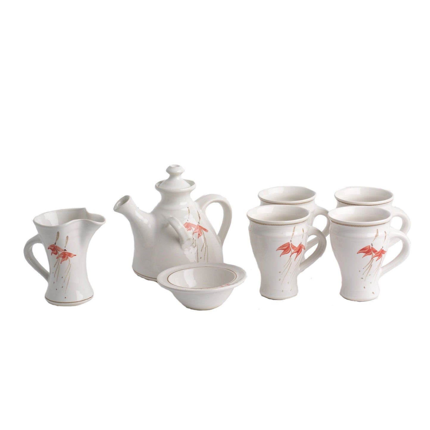 Tea Set for four (116E/109E/120Gx4), Louis Mulcahy Pottery