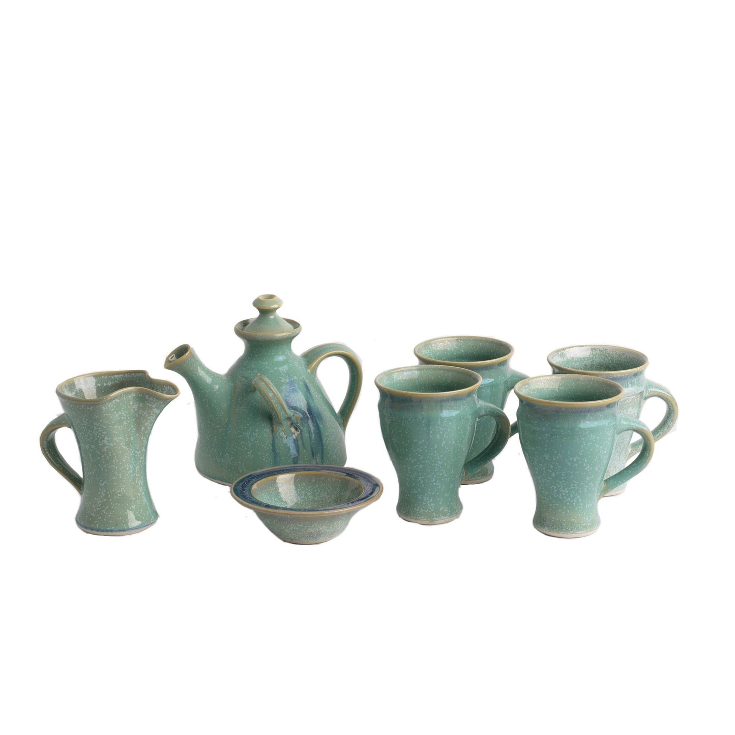 Tea Set for four (116E/109E/120Gx4), Louis Mulcahy Pottery