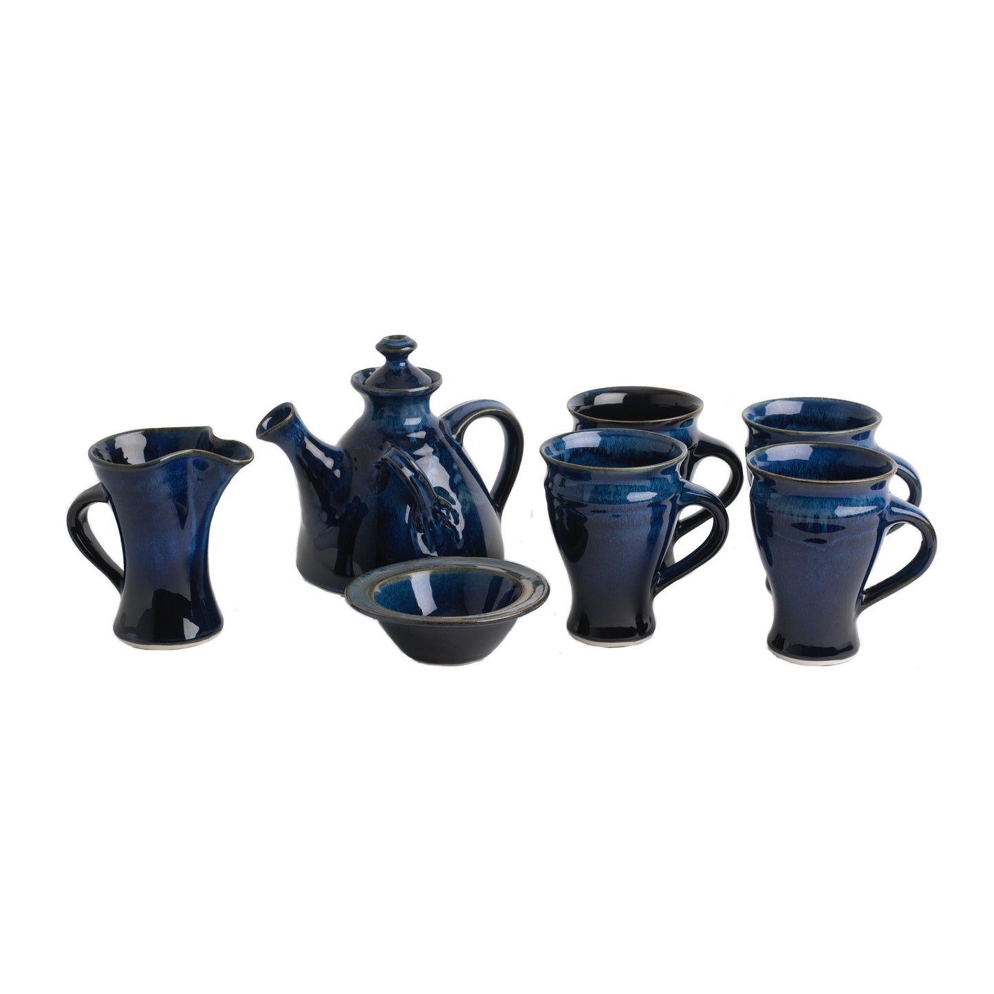 Tea Set for four (116E/109E/120Gx4), Louis Mulcahy Pottery