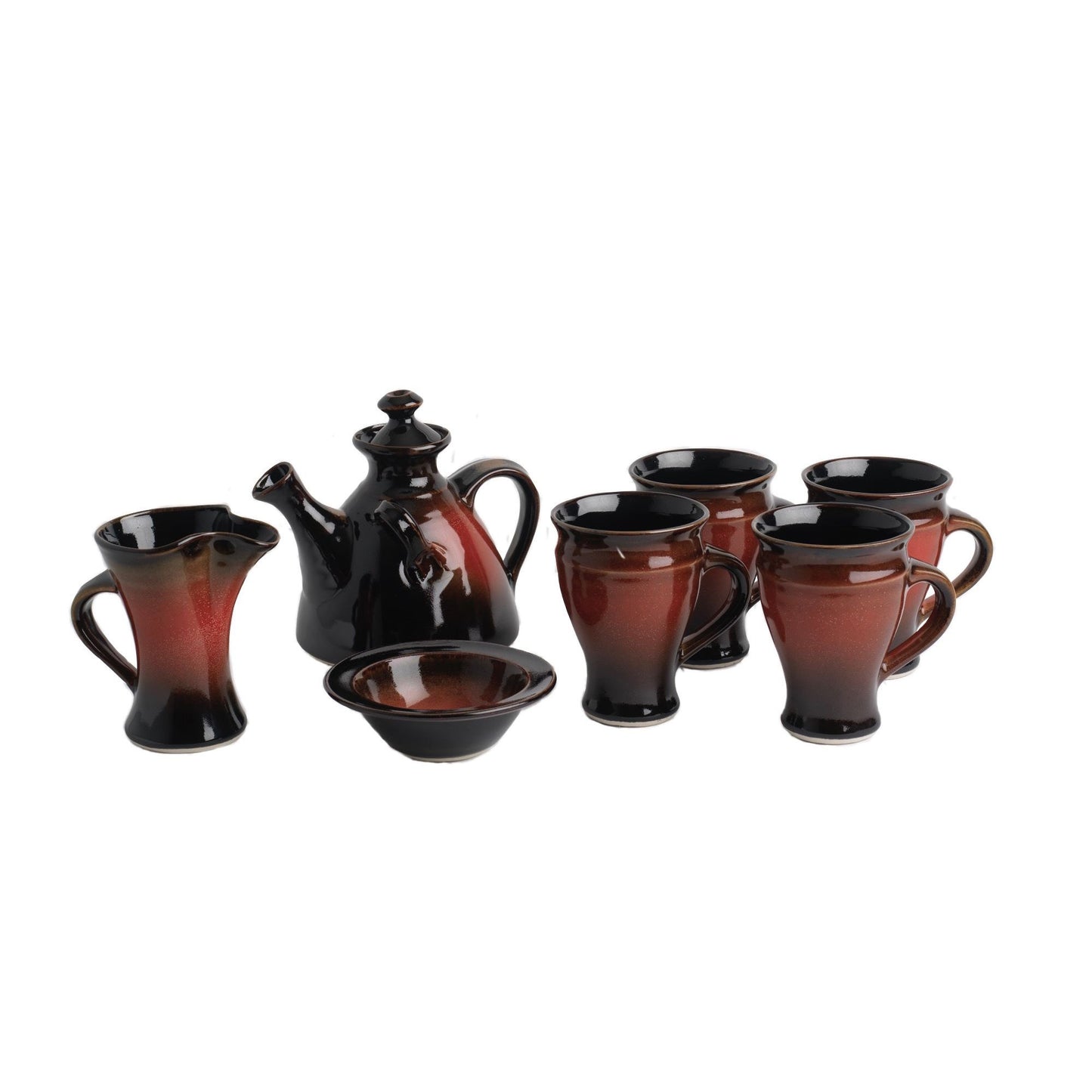 Tea Set for four (116E/109E/120Gx4), Louis Mulcahy Pottery