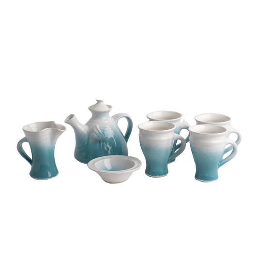 Tea Set for four (116E/109E/120Gx4), Louis Mulcahy Pottery