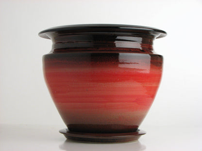 Extra Large Flower Pot & Plate (318S), Louis Mulcahy Pottery