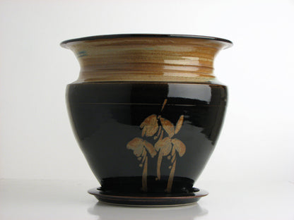 Extra Large Flower Pot & Plate (318S), Louis Mulcahy Pottery