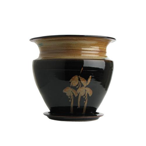Extra Large Flower Pot & Plate (318S), Louis Mulcahy Pottery