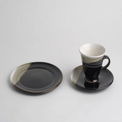 Tea Place Setting (1152, 125E) - Tea Cup, Saucer and Side Plate, Louis Mulcahy Pottery